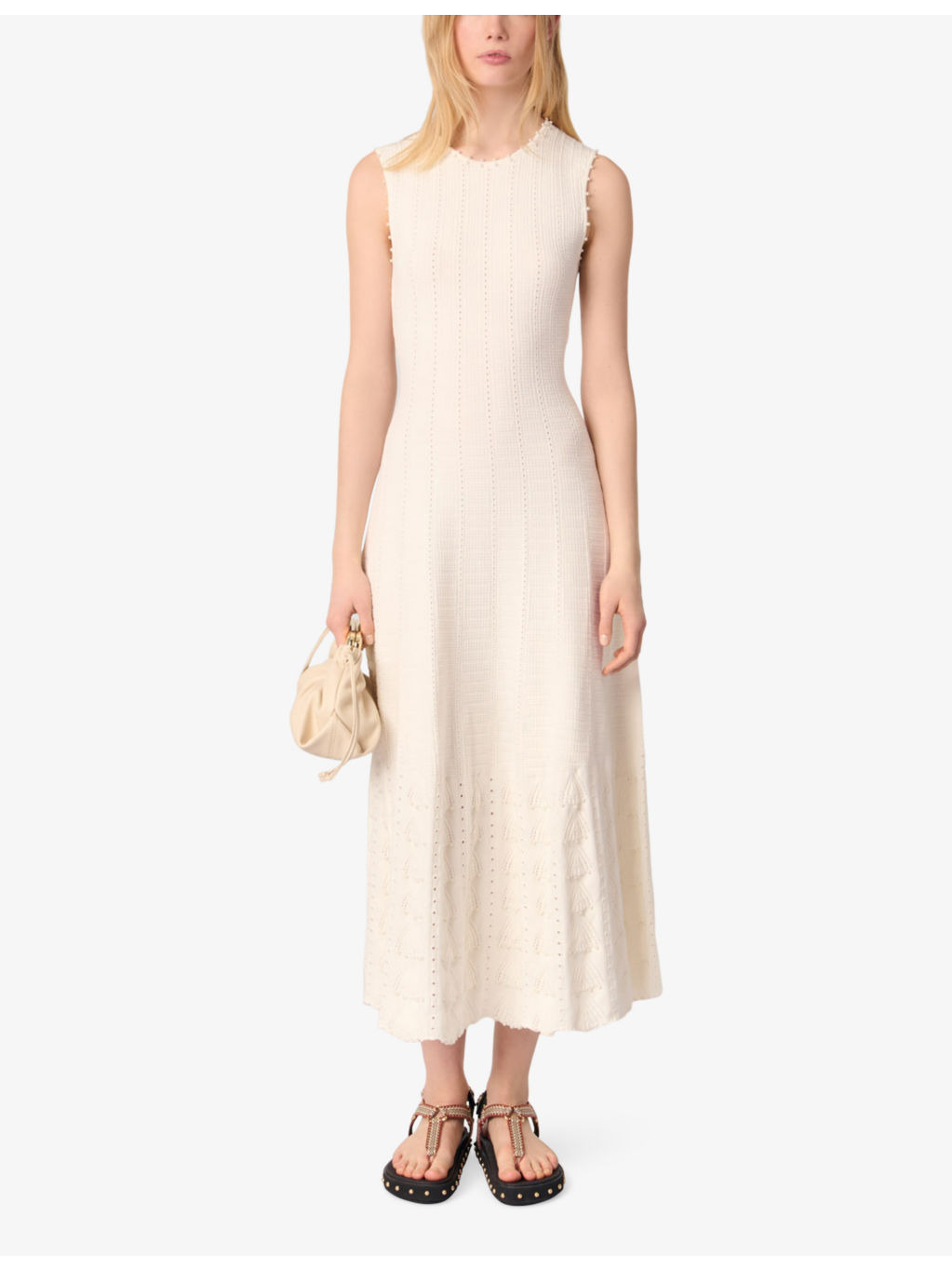Sleeveless Pointelle-Texture Knitted Maxi Dress - 2