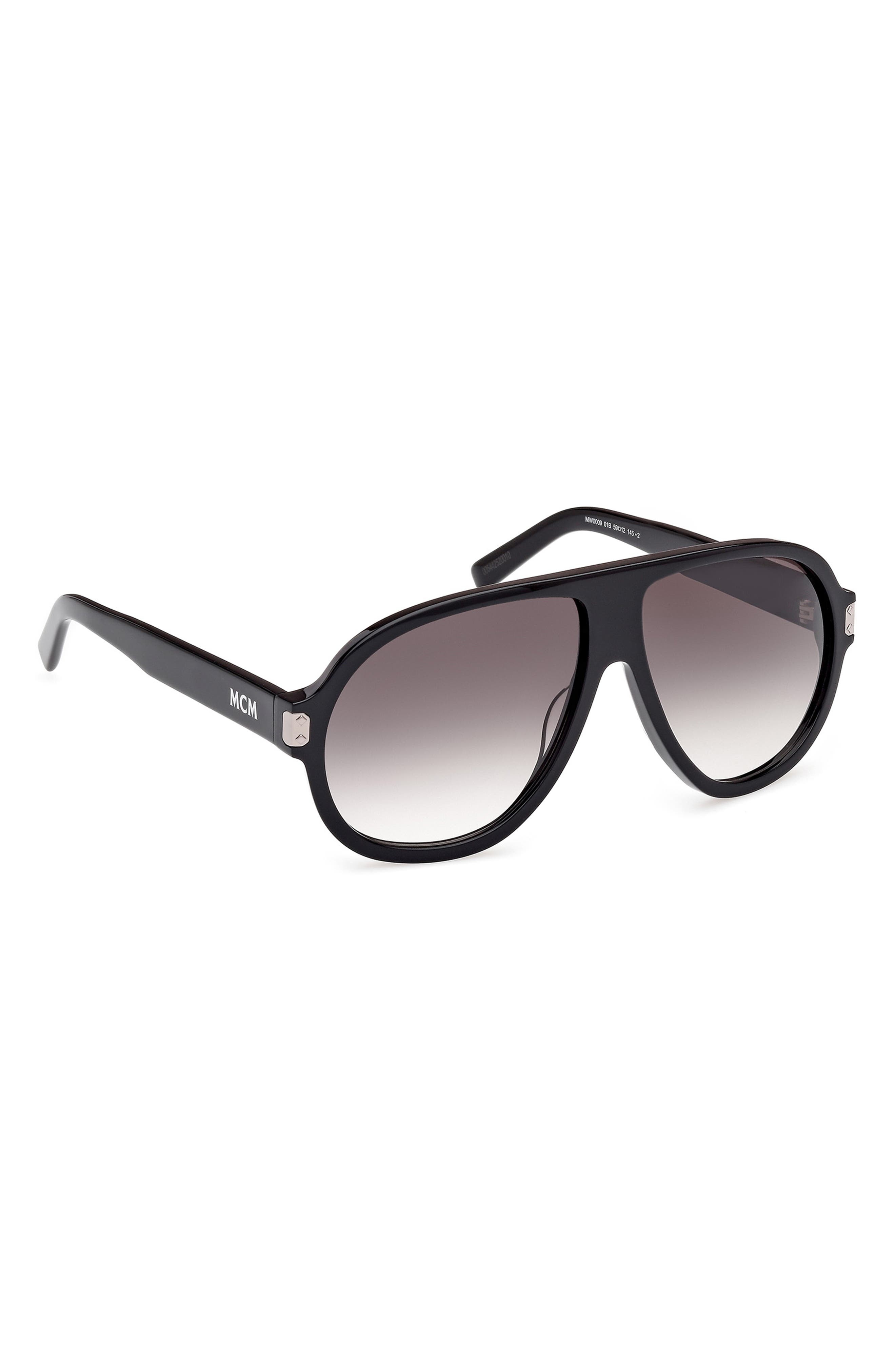 MCM 59mm Pilot Sunglasses in Shiny Black /Gradient Smoke at Nordstrom - 3