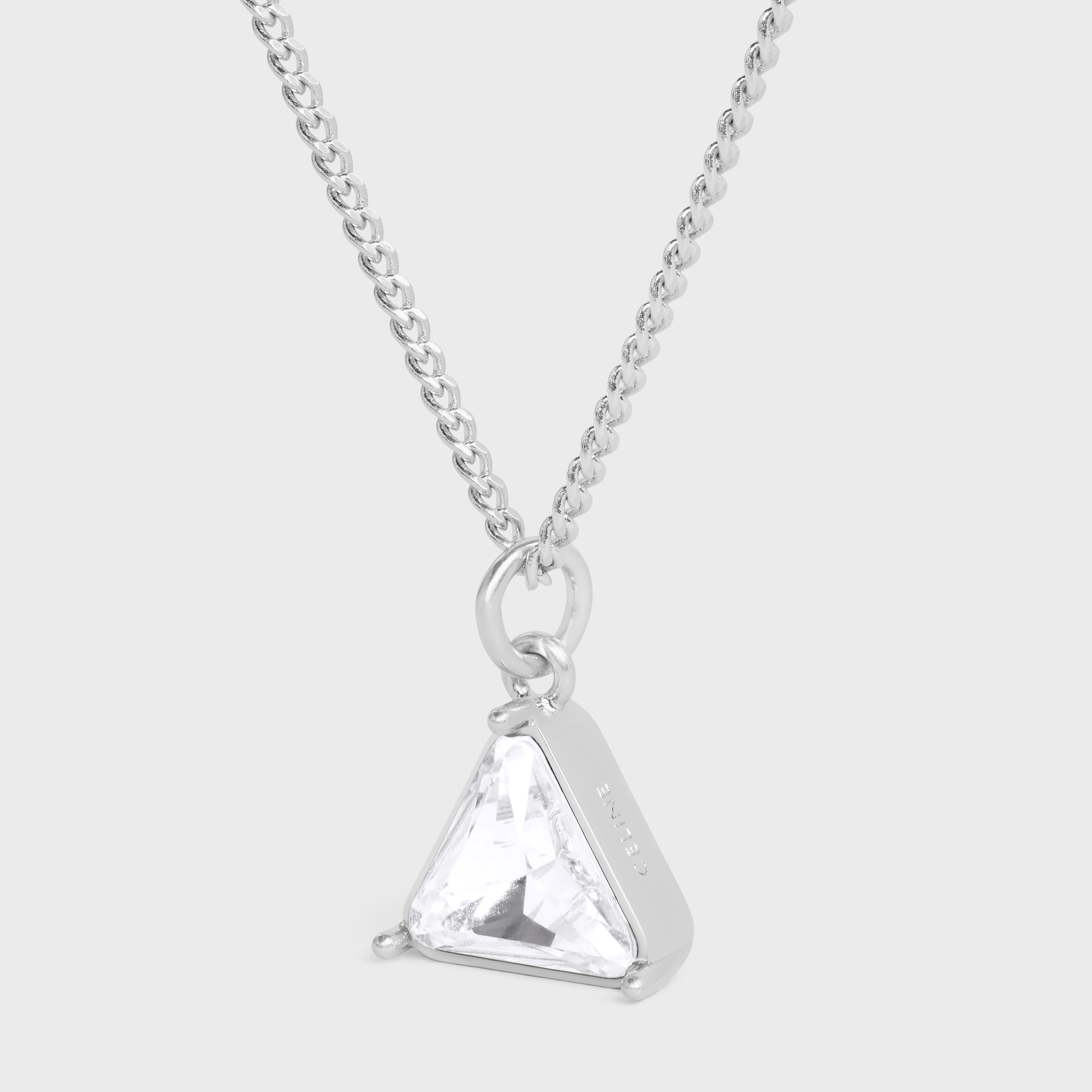 Boy Doll Triangle Necklace in Brass with Rhodium Finish and Strass - 2