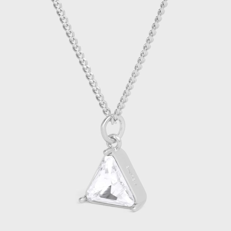 CELINE Boy Doll Triangle Necklace in Brass with Rhodium Finish and Strass outlook