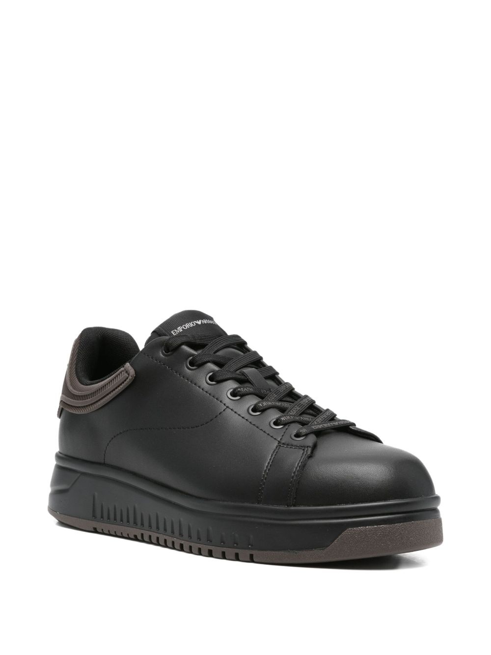 ribbed-panel leather sneakers - 2