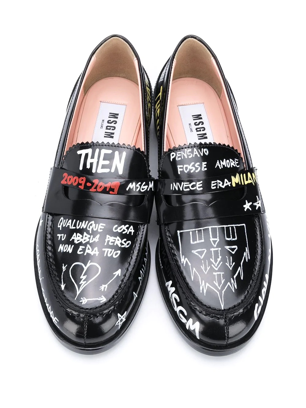 sketch print loafers - 4