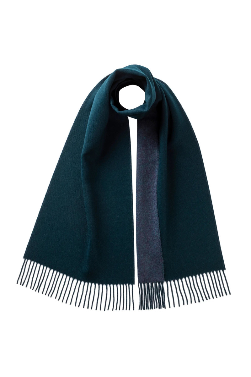 Contrast Reversible Green Cashmere Scarf 1