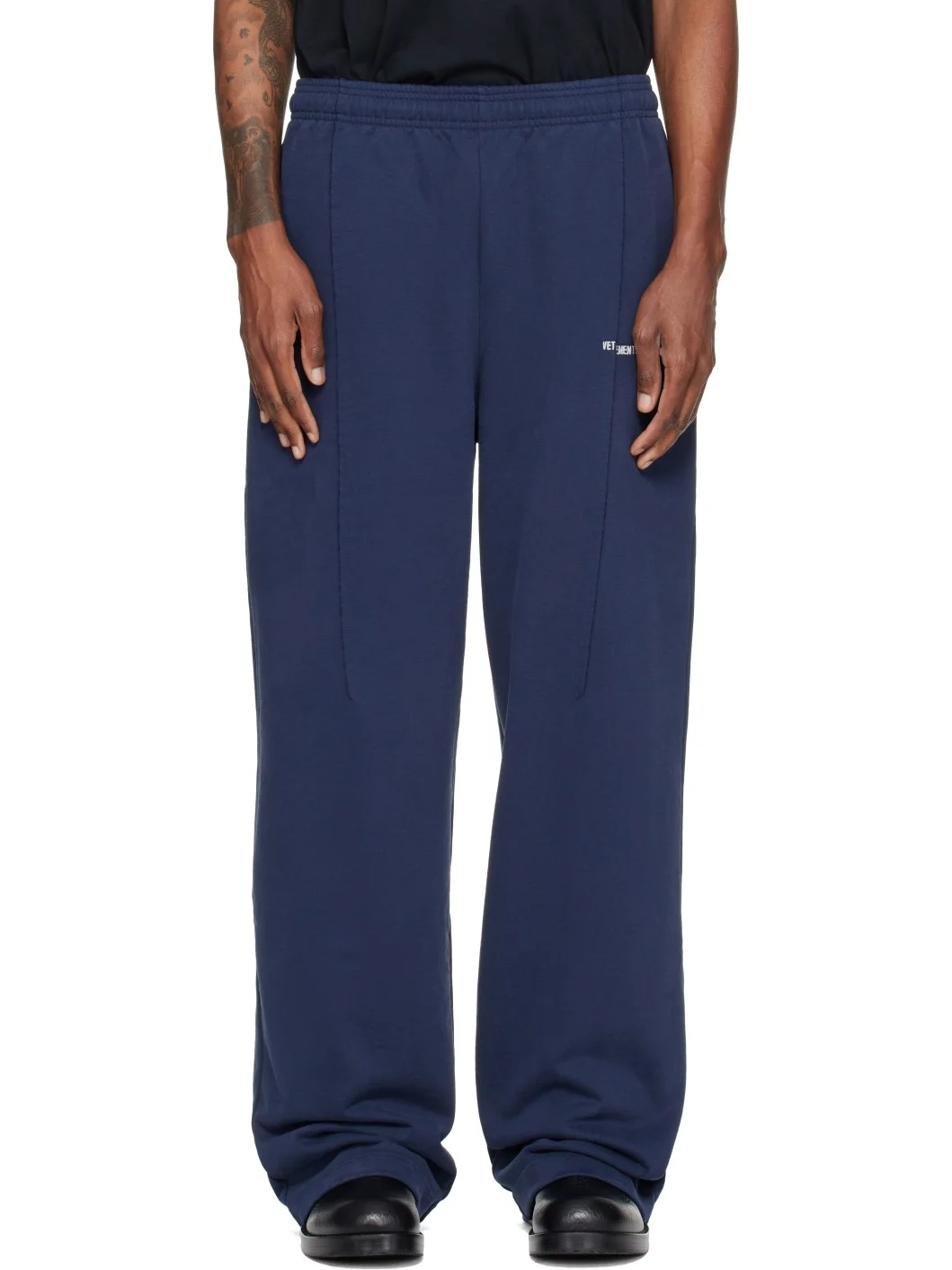 Navy Pinched Cut-Up Sweatpants - 1
