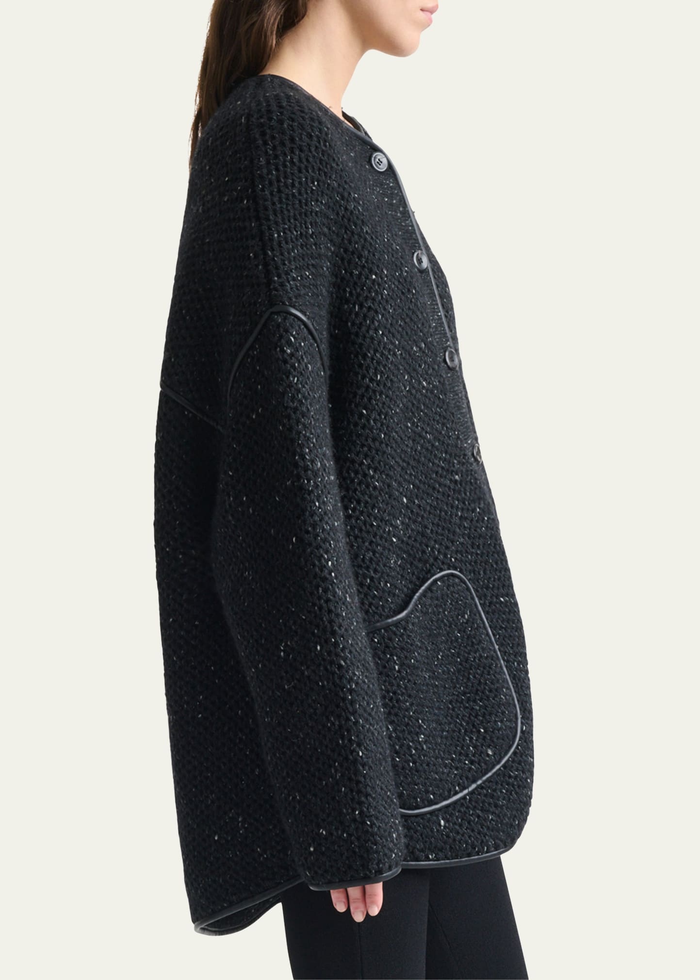 Medrano Leather-Piping Knit Jacket - 4