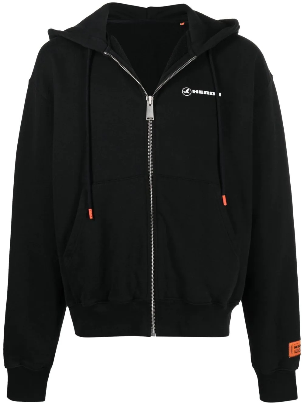 tape-logo drawstring hoodie - 1