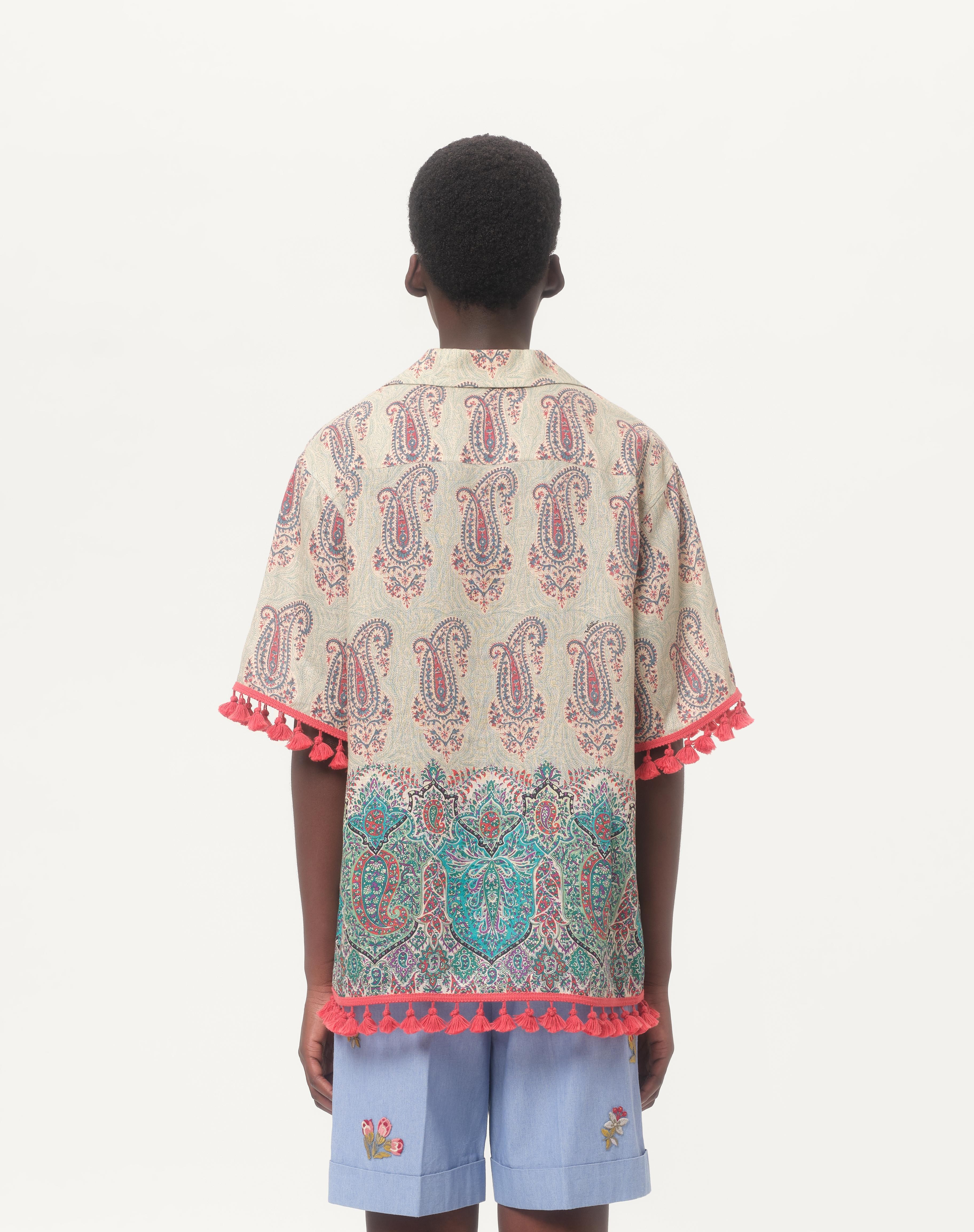 LIGHTWEIGHT LINEN BOWLING SHIRT WITH VOYAGE IMAGINAIRE PRINT - 7