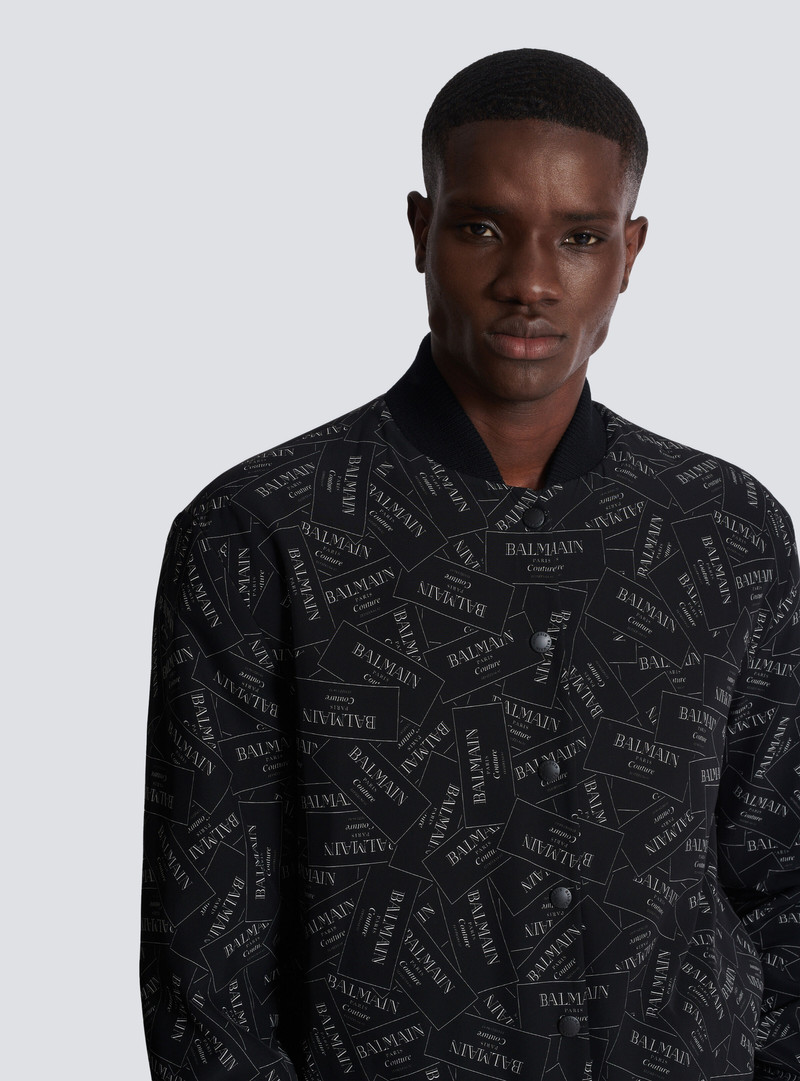 Printed Balmain label bomber jacket 7