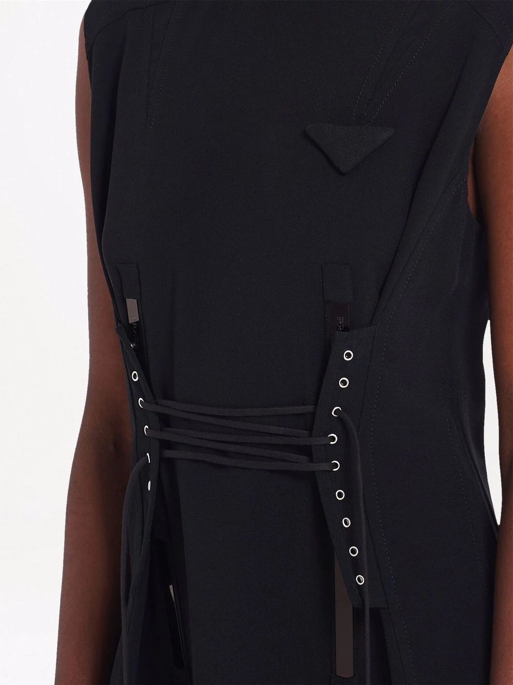 lace-up mid-length dress - 4