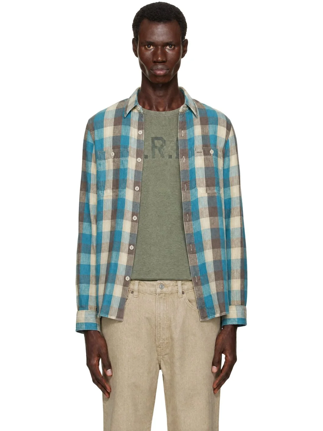 Blue & White Check Shirt - 1