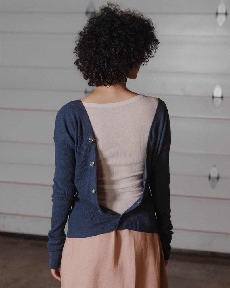 BASERANGE Disc Long Sleeve tee - Fine Wool Rib outlook