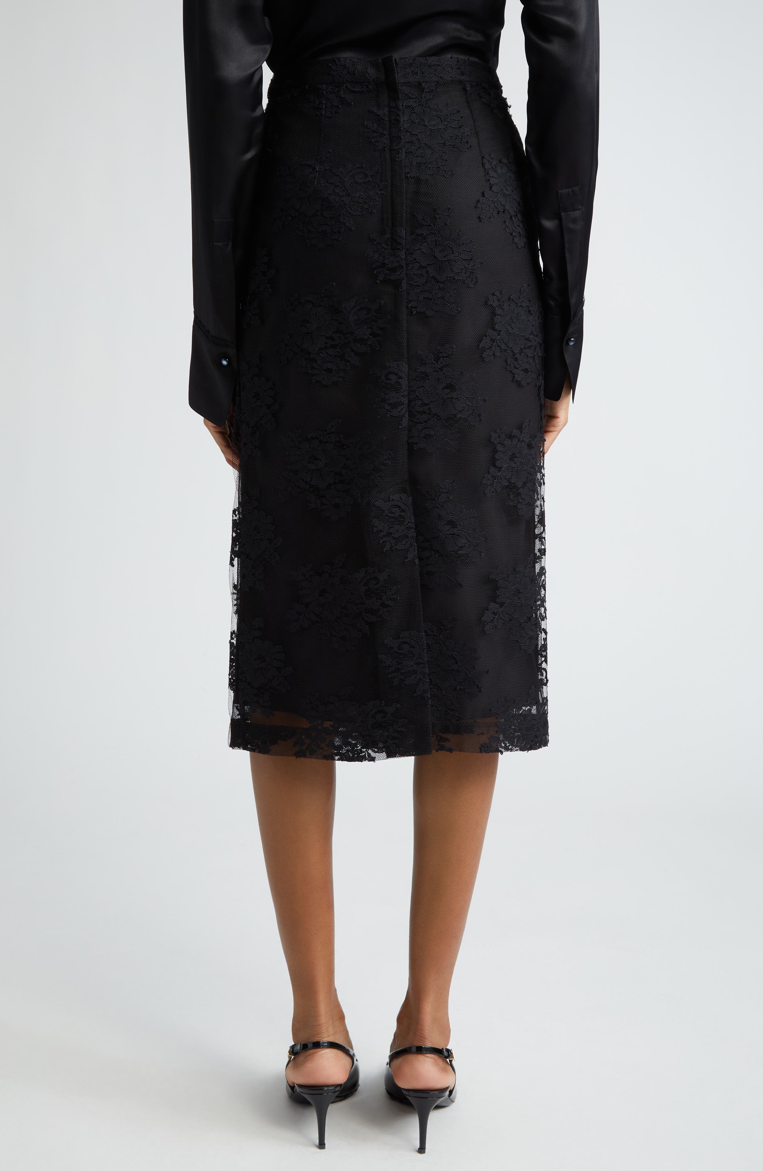 Floral Lace Pencil Skirt - 3