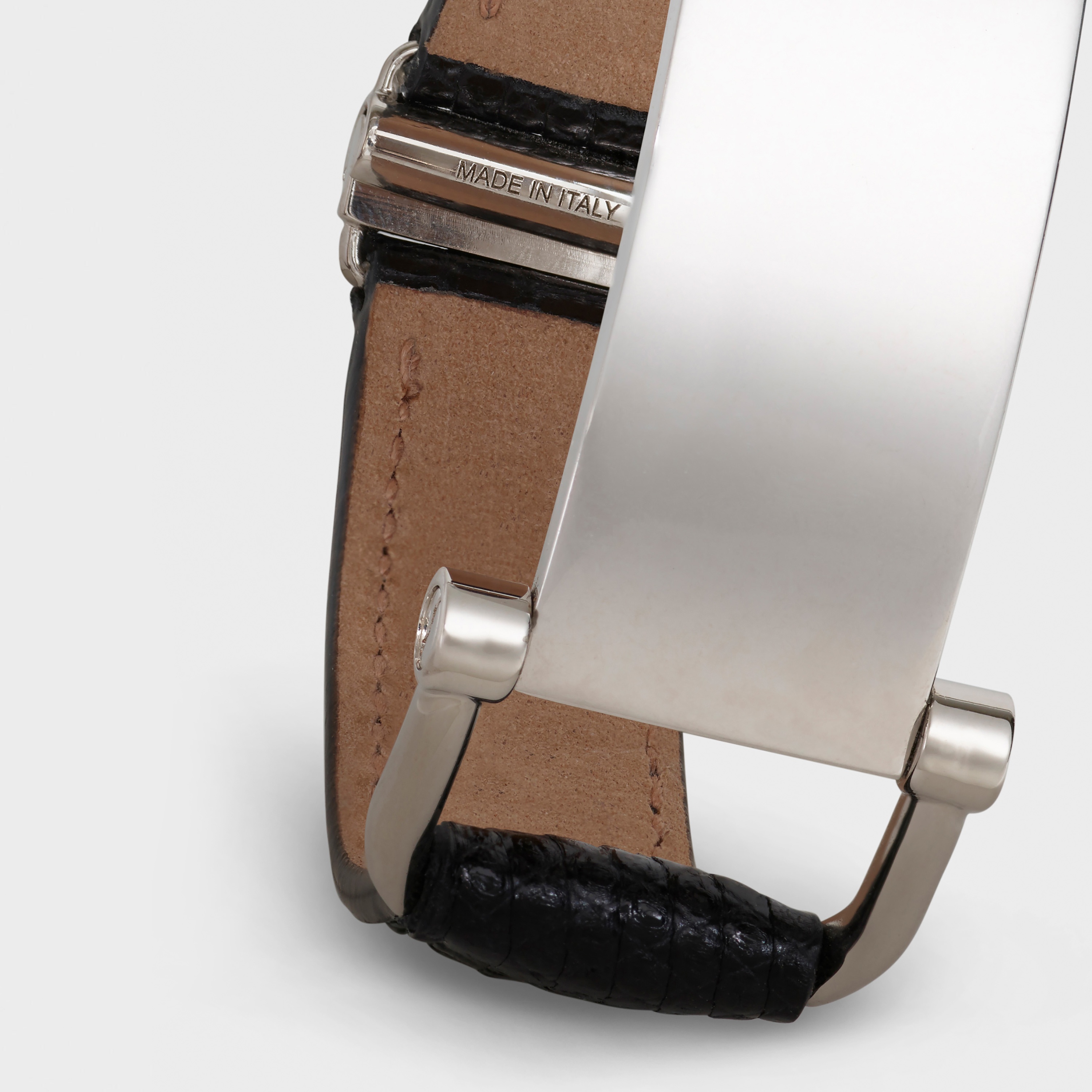 CELINE PLAQUE BRACELET IN LIZARD AND BRASS WITH RHODIUM FINISH - 4