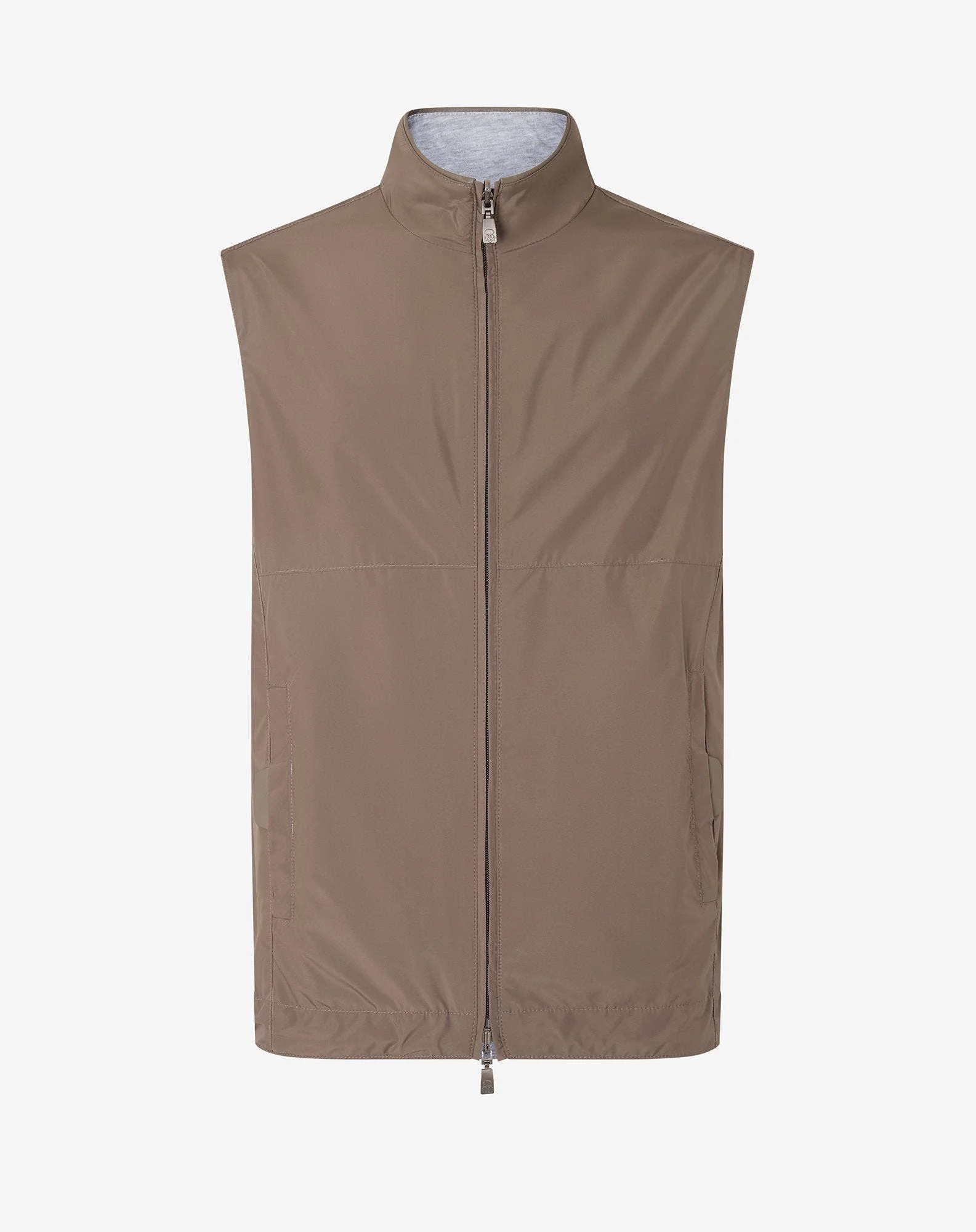 Beige technical poplin gilet - 1