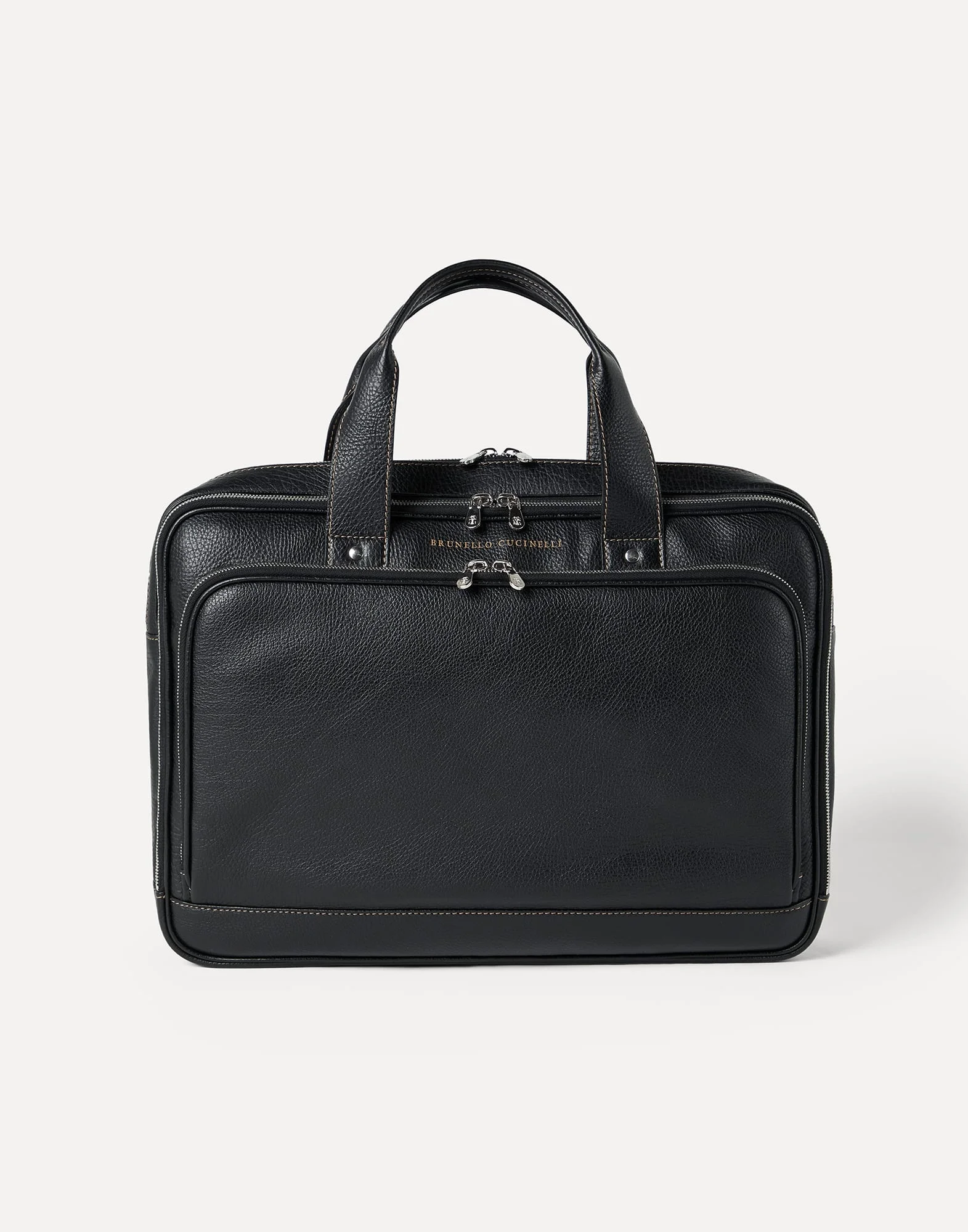 Grained calfskin briefcase with zipper - 1