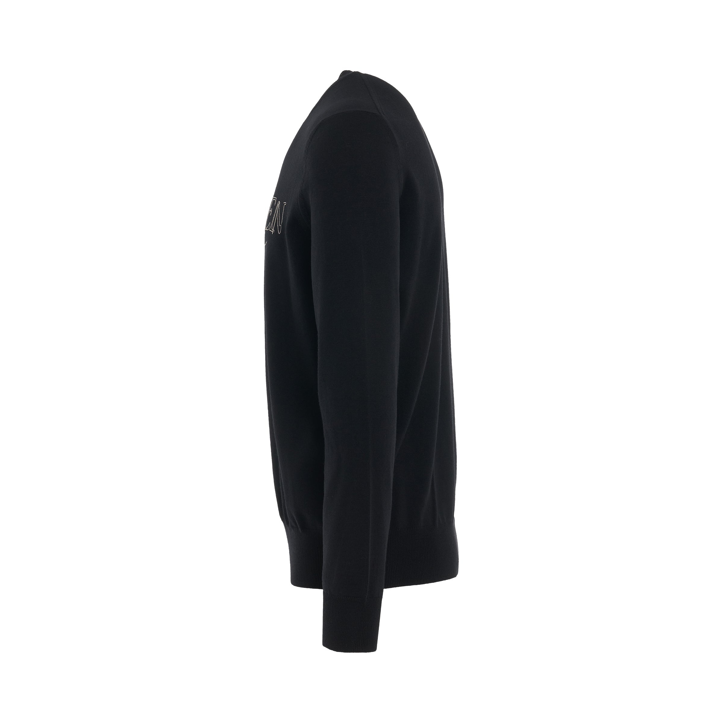 Chain Embroidered Knit Sweater in Black/Silver - 3