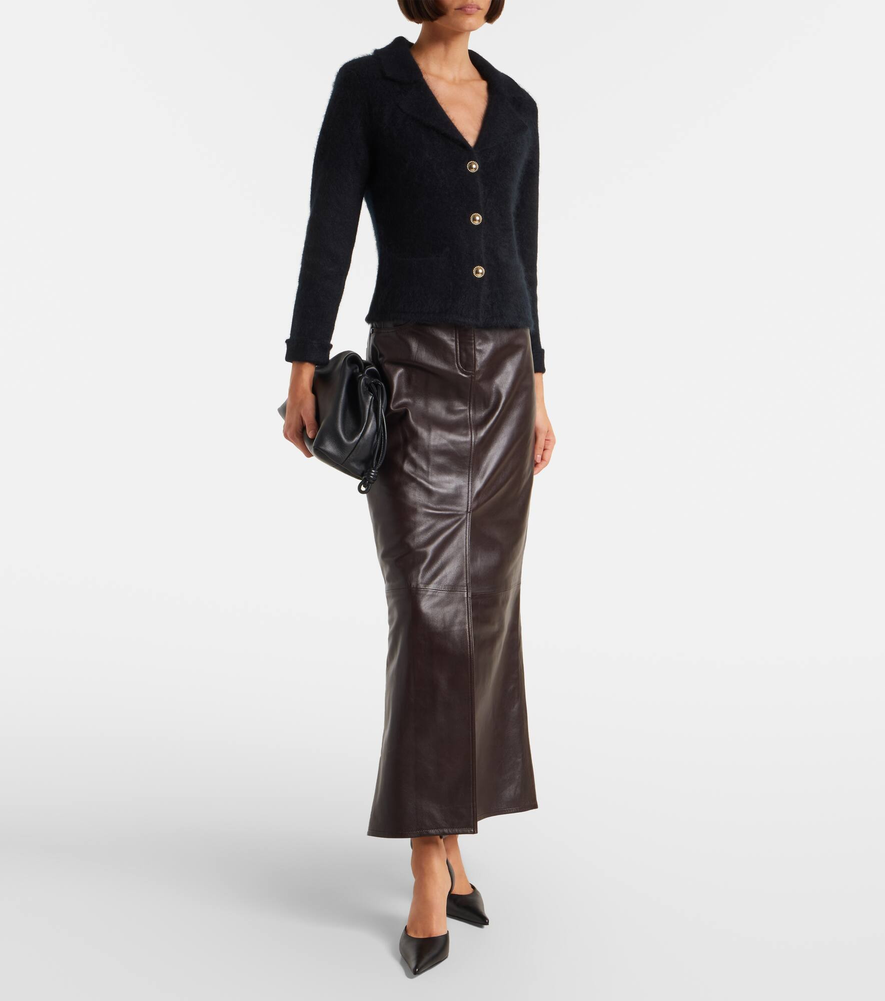High-rise leather maxi skirt - 2