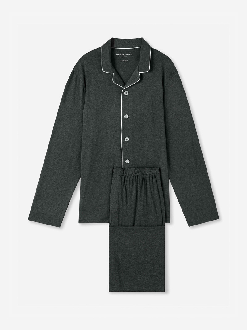 Derek Rose Men's Modern Fit Pajamas Marlowe Micro Modal Stretch Anthracite outlook