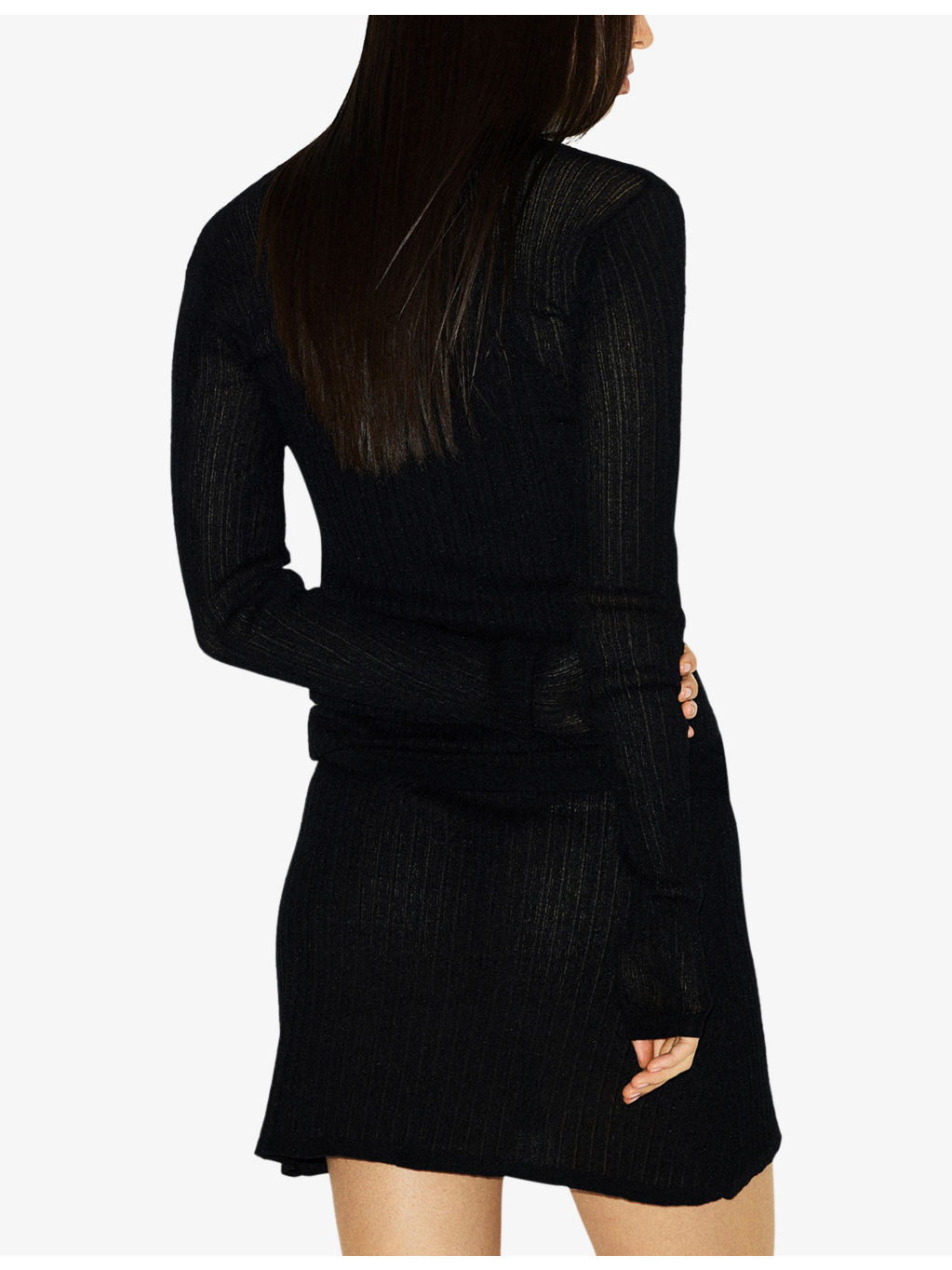 Long-Sleeve Sheer Knit Henley Top - 4