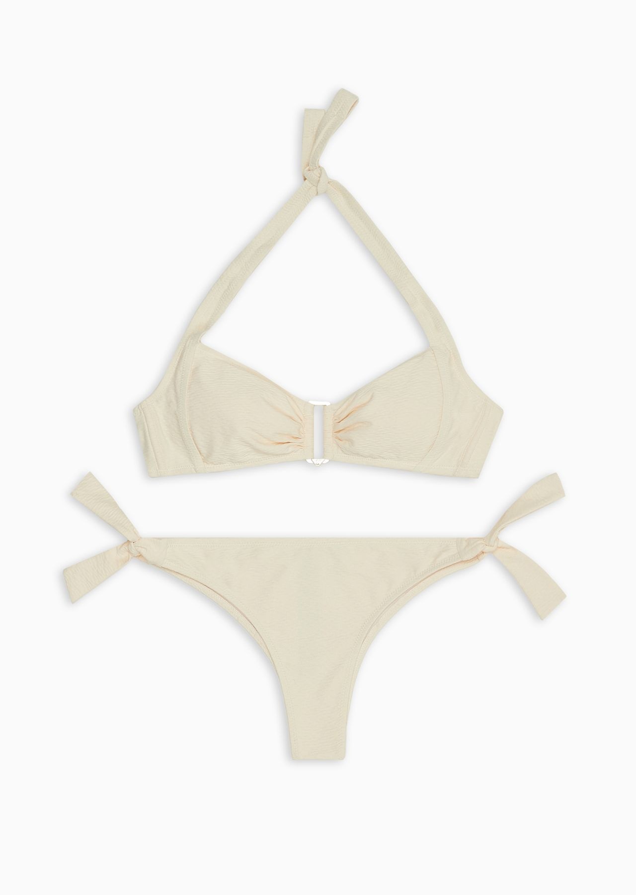 Padded bandeau bikini in textured Lycra - 1