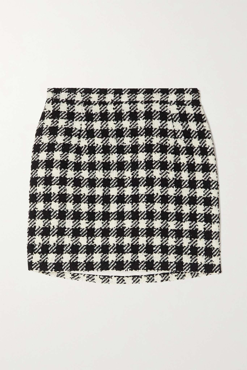 Houndstooth wool-blend tweed mini skirt 1