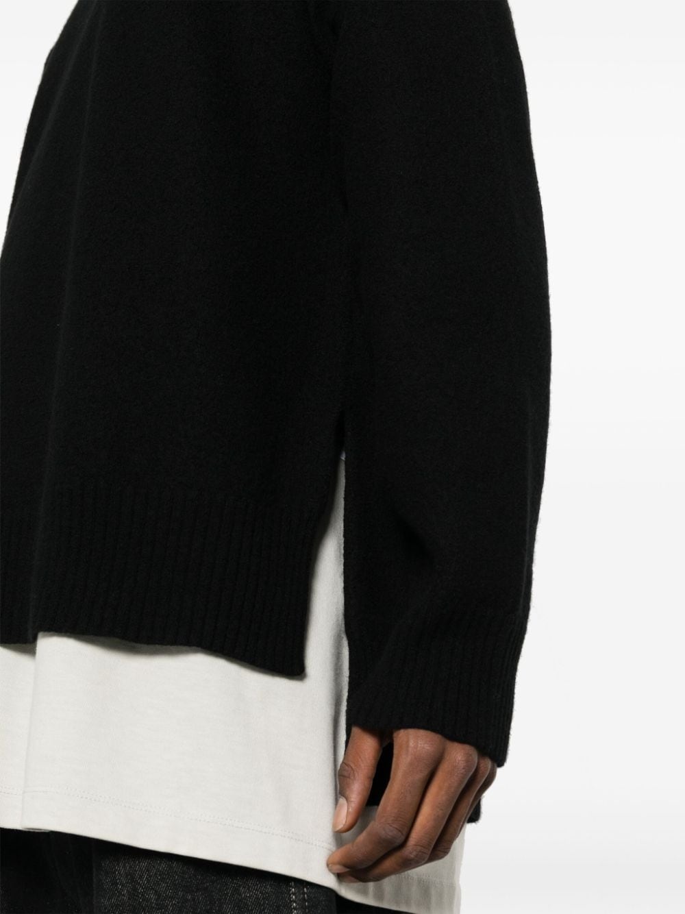 side-slits wool jumper - 5