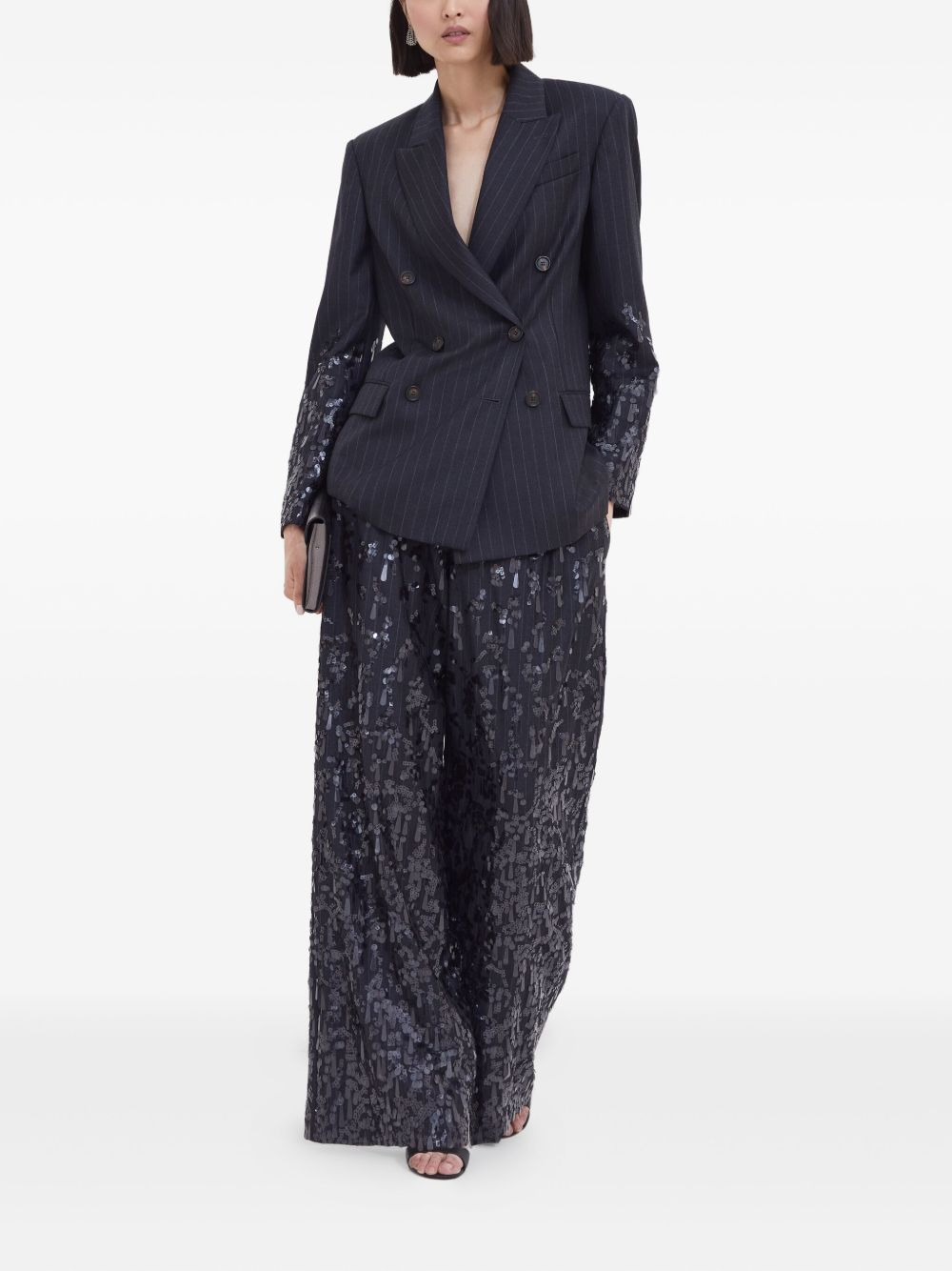 pinstripe sequin-embellished trousers - 2