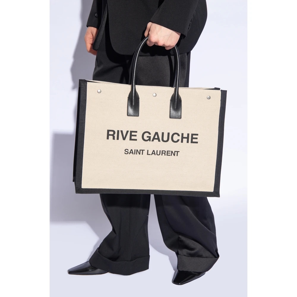 【関税込み】saint laurent Rive Gauche' large shopping bag Saint Laurent Large Rive Gauche Tote Bag | Black | FARFETCH