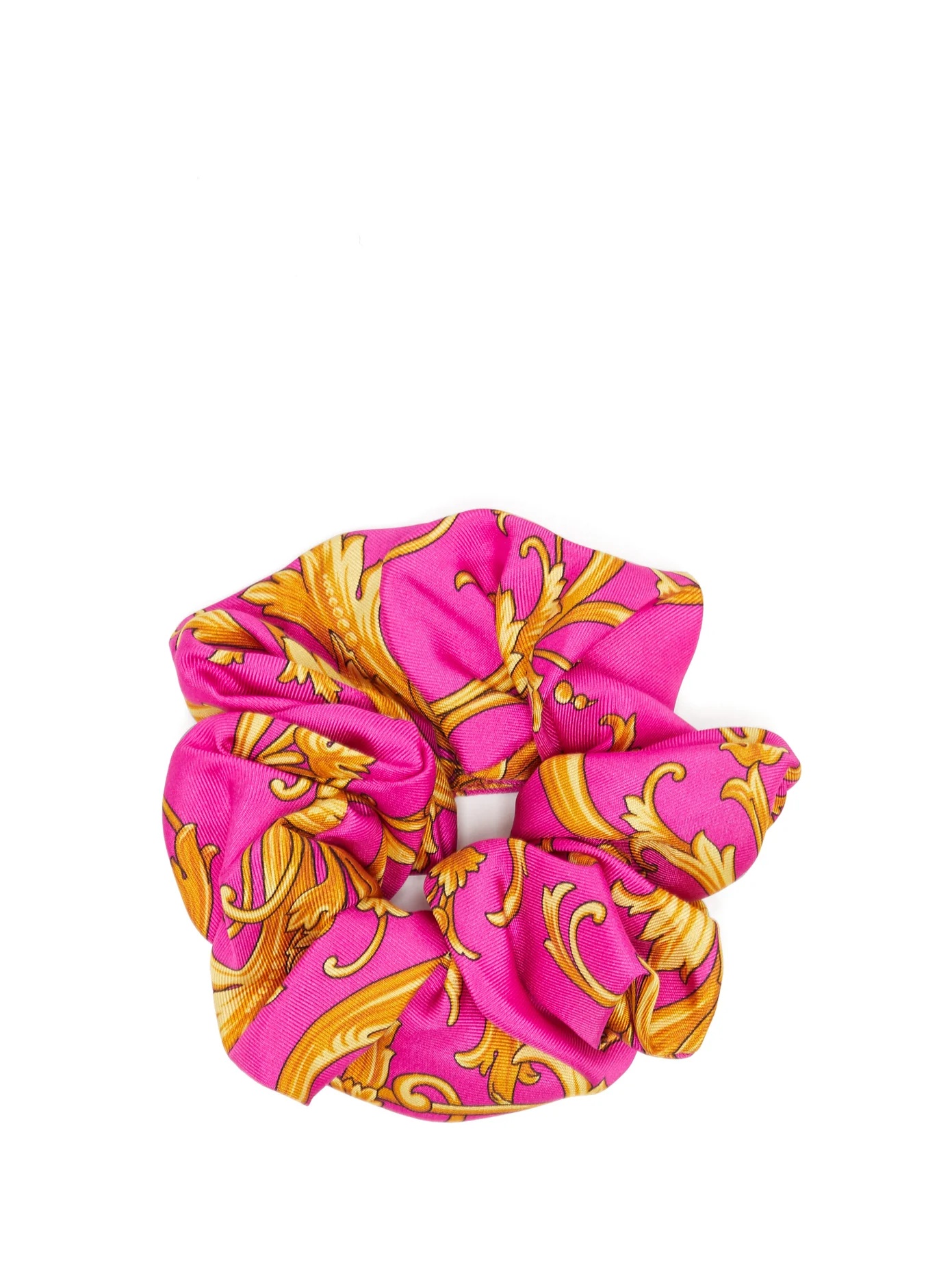 Baroque-print silk-faille scrunchie - 1