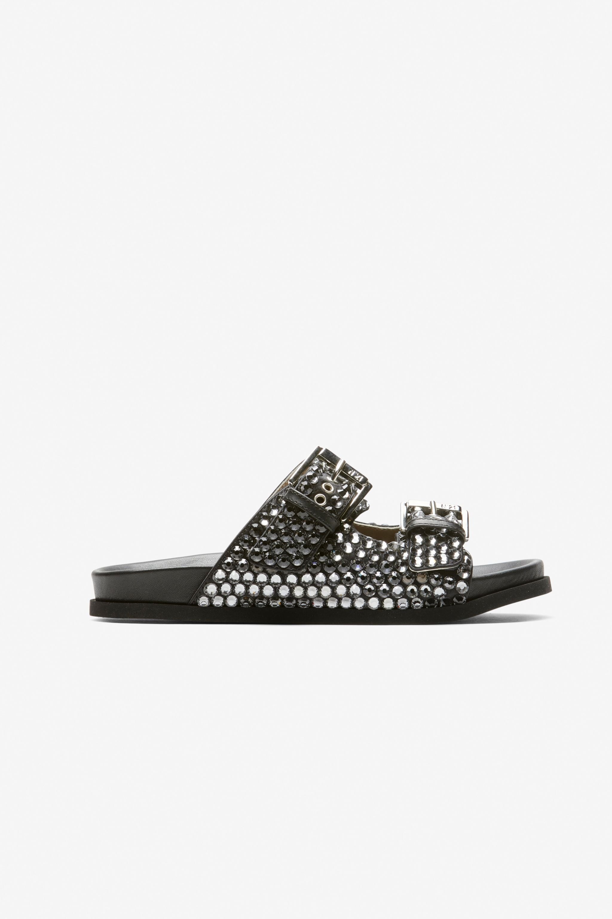 CRYSTAL DOUBLE-BUCKLE SANDALS - 1