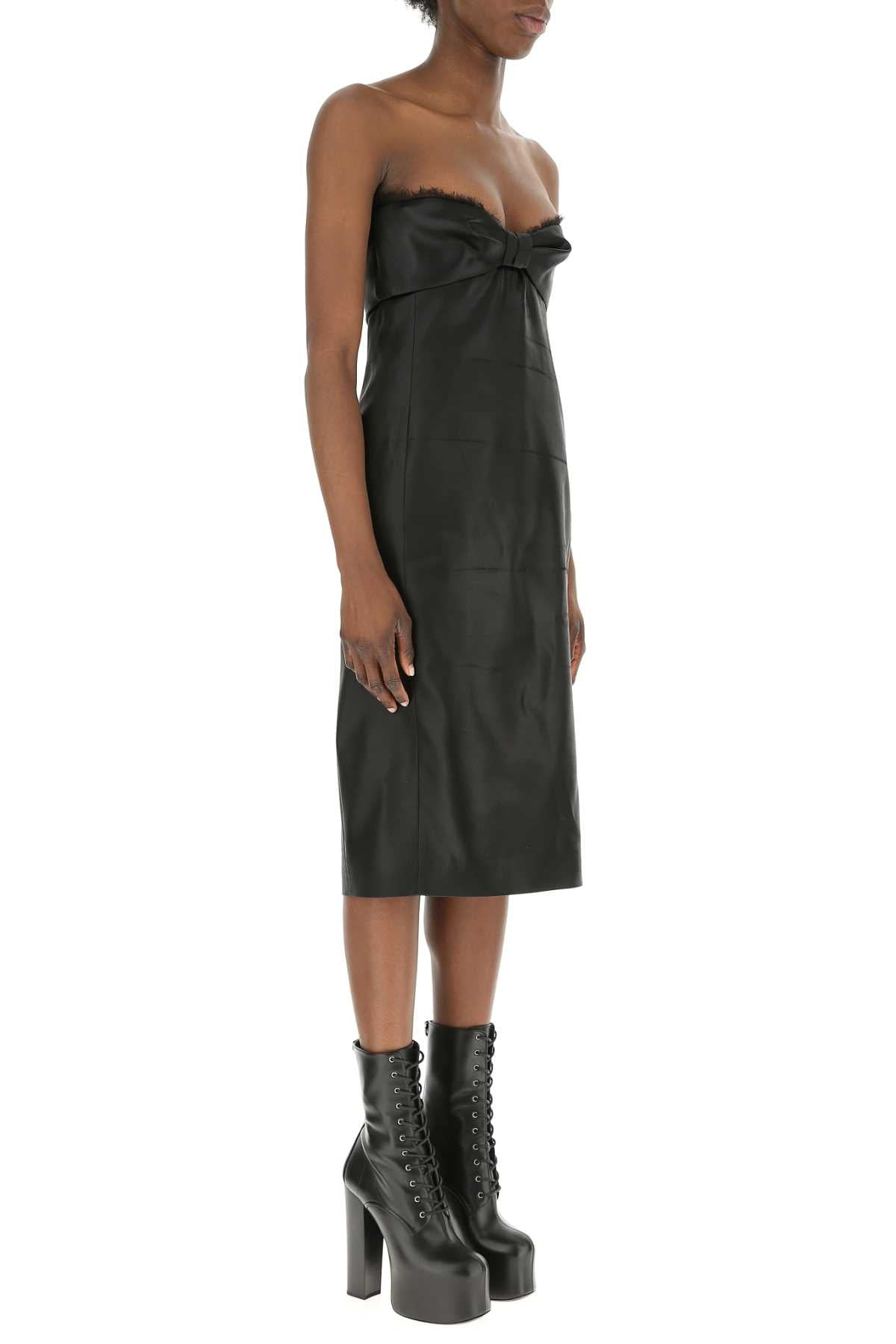 Saint Laurent Women Black Satin Dress - 3