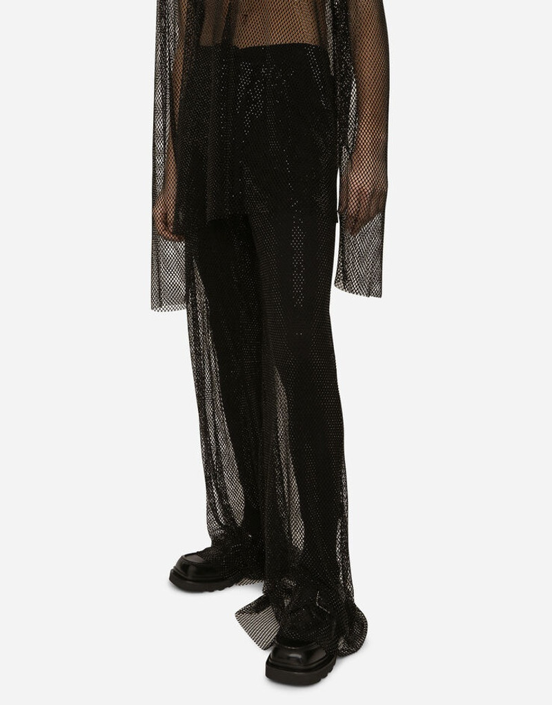 Wide-leg mesh pants with crystals 4