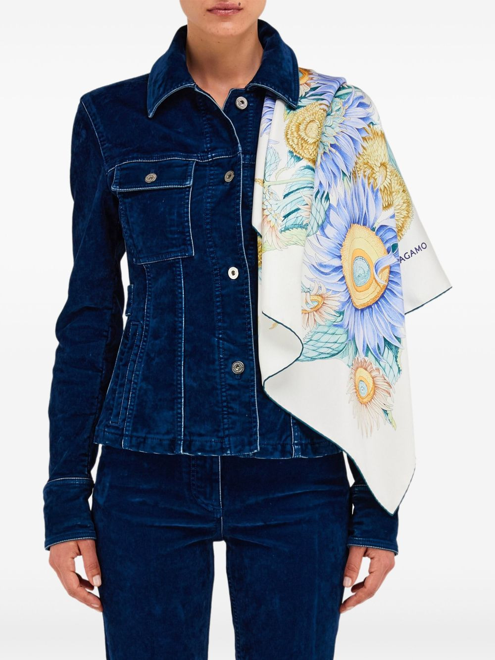 Sunflower print silk scarf - 2