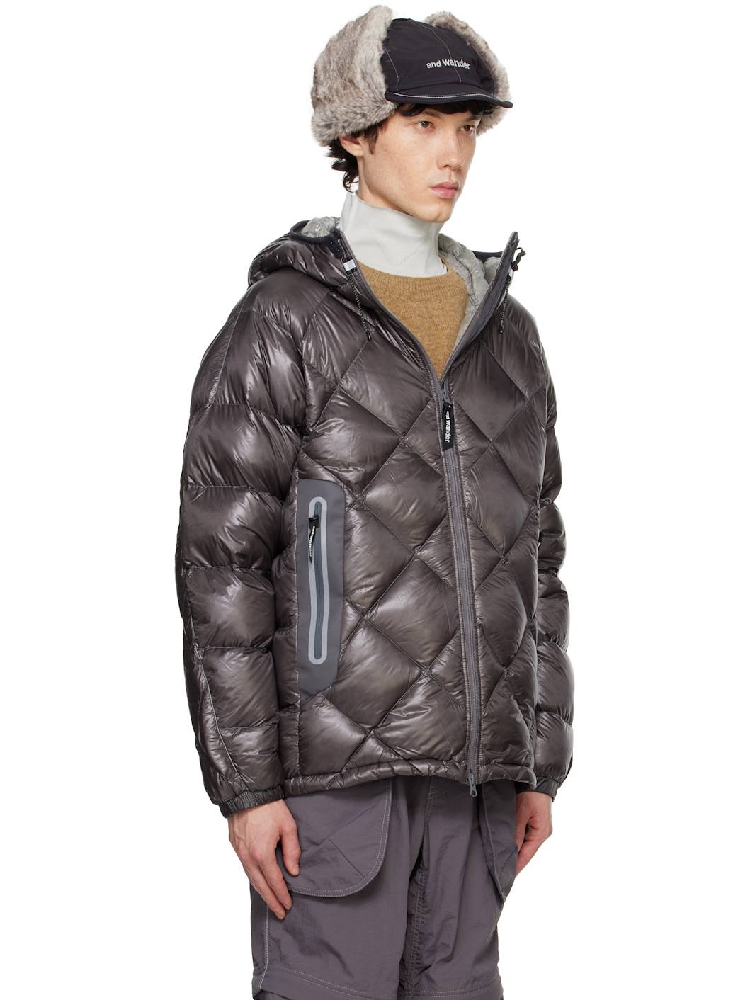 Gray Diamond Stitch Down Jacket - 2