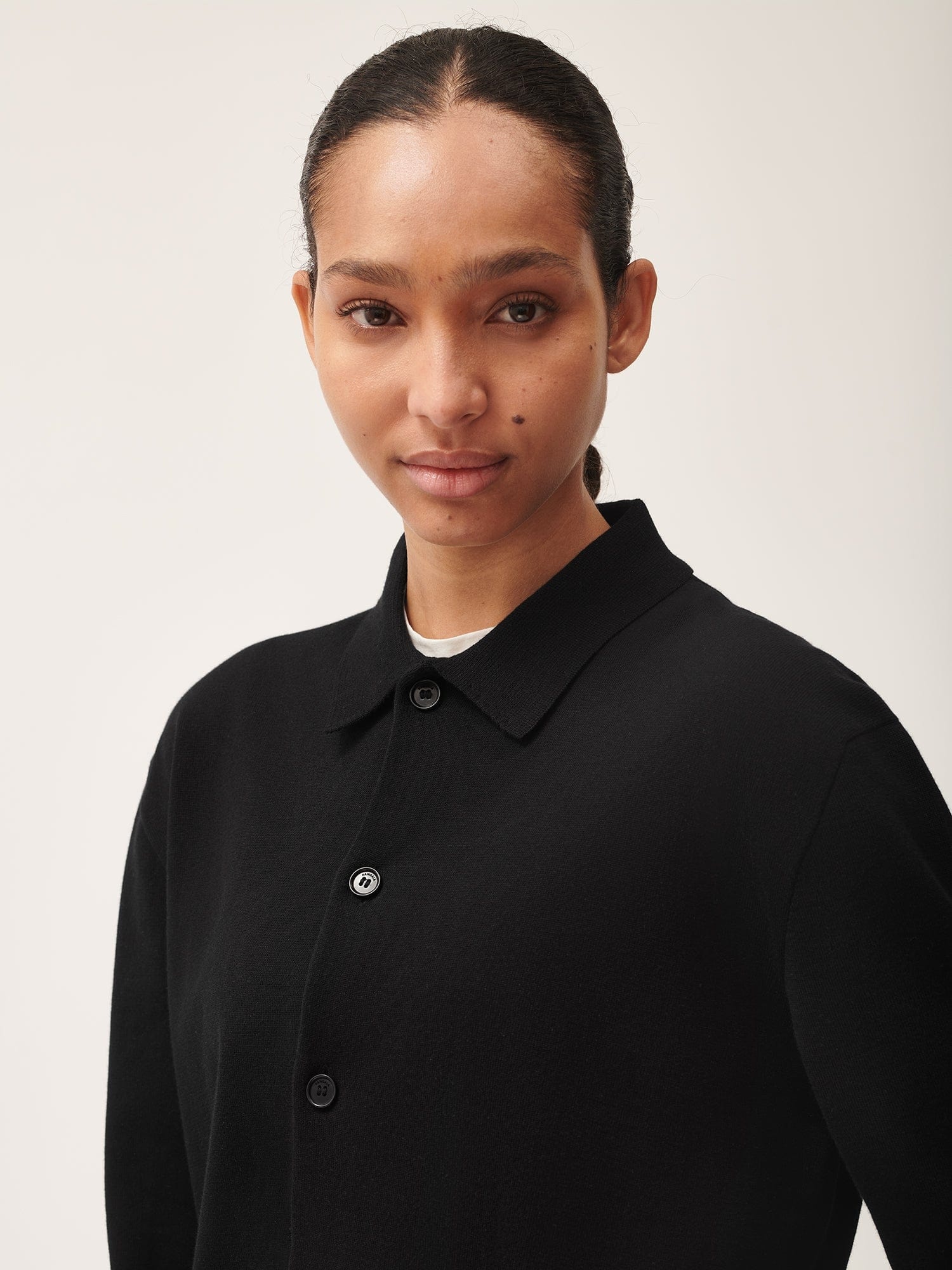 Womens DNA Knitted Collared Shirt - Black - 3