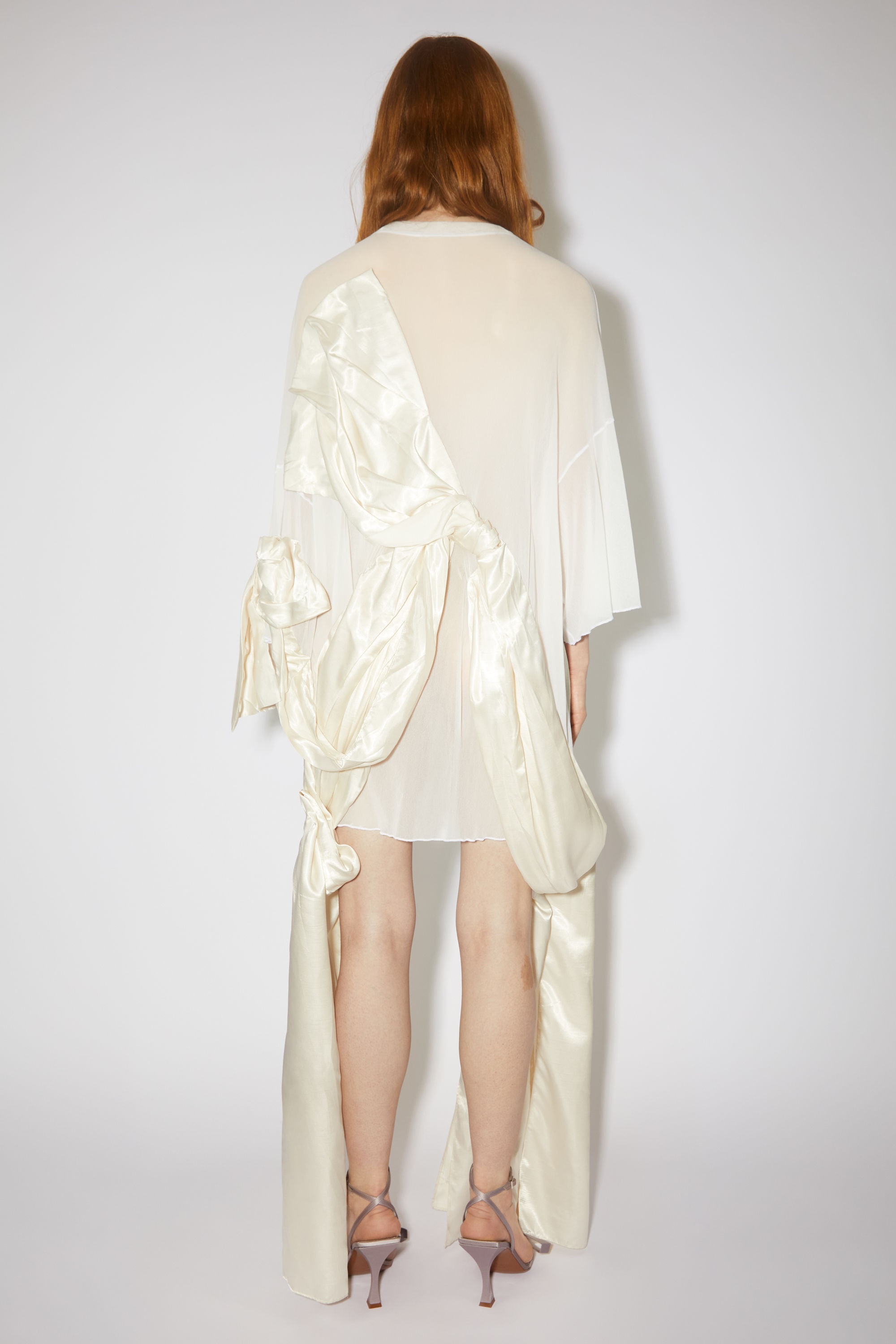 Draped bow dress - Warm white - 3