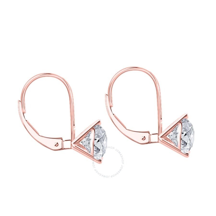 Maulijewels - Maulijewels 1/2 Carat White Diamond ( H-I/ I1-I2 ) Women's Three Prong Set Martini Leverback Earring - 4