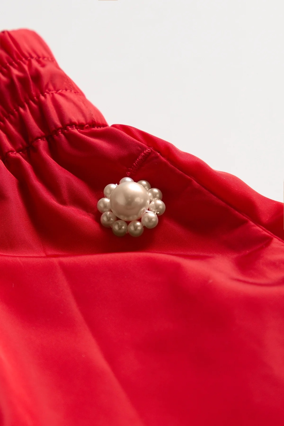 Simone Rocha Wide Leg Puddle Track Pant W/ Pearl Daisy Red - 3