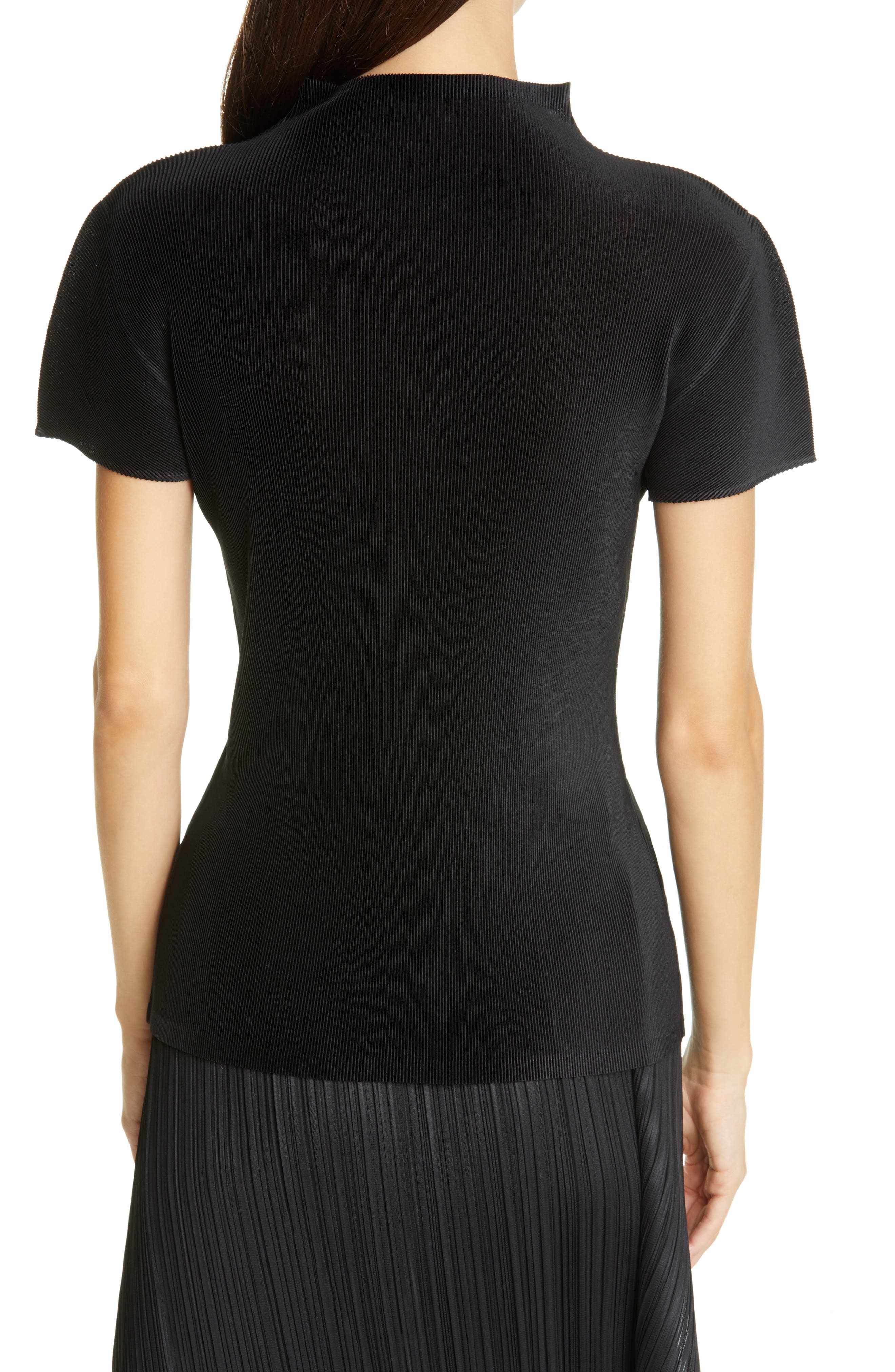 Pleats Please Issey Miyake Mist Basics Funnel Neck Top in Black at Nordstrom - 2