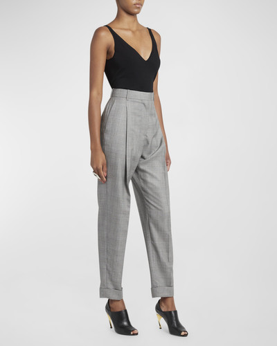 Alexander McQueen High-Rise Pleated Straight-Leg Ankle Roll-Hem Trousers outlook