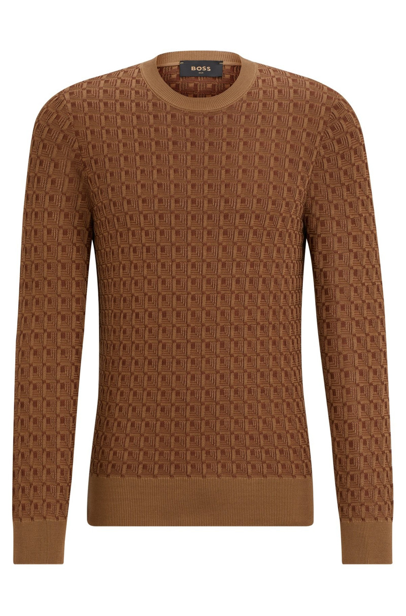 REGULAR-FIT SWEATER IN SILK WITH GEOMETRIC STRUCTURE 1