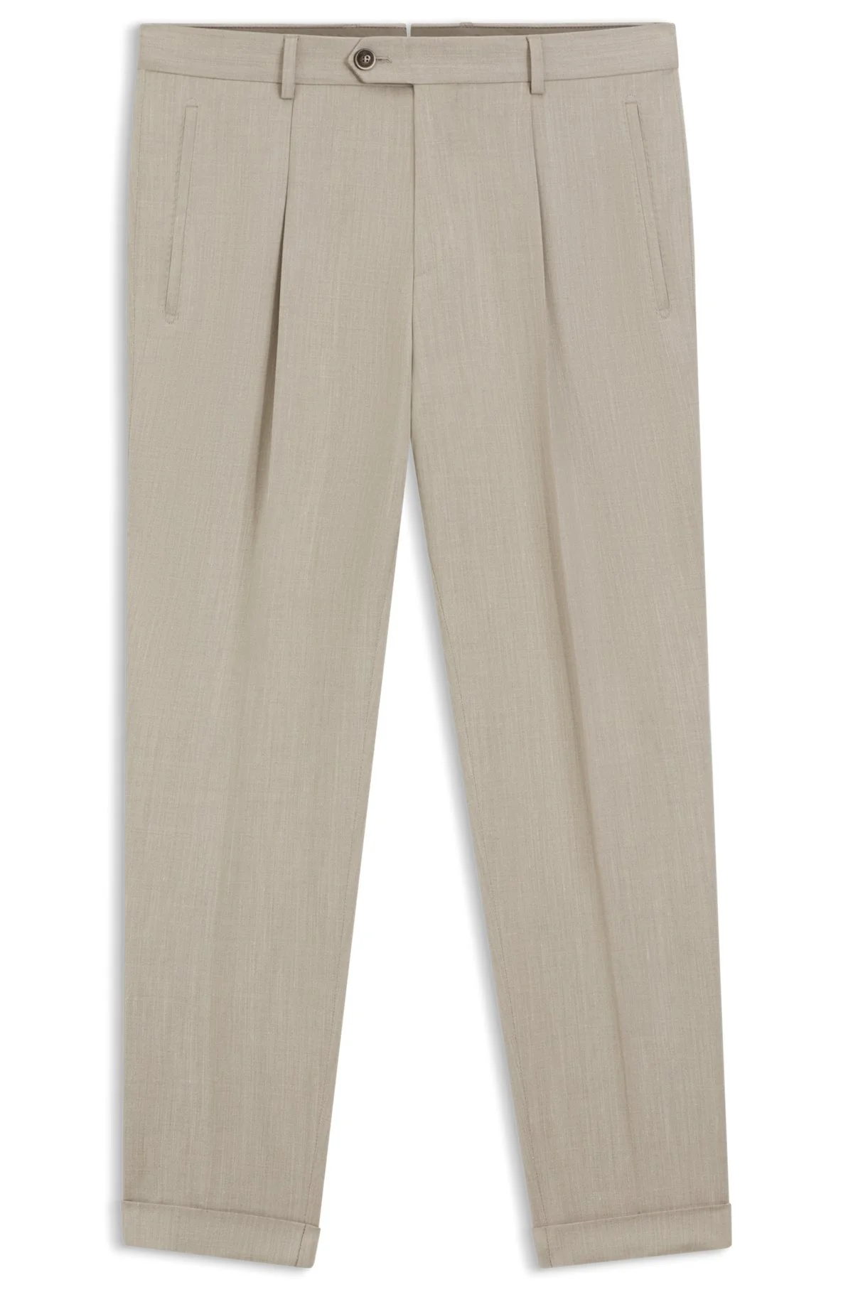 REGULAR-FIT PANTS IN A WOOL BLEND WITH SILK - 1