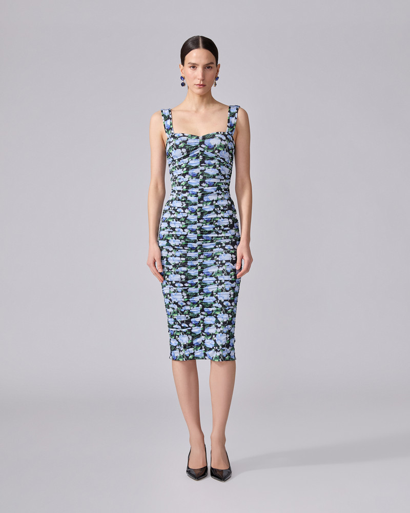 CAROLINA HERRERA Ruched Peony-Print Dress outlook