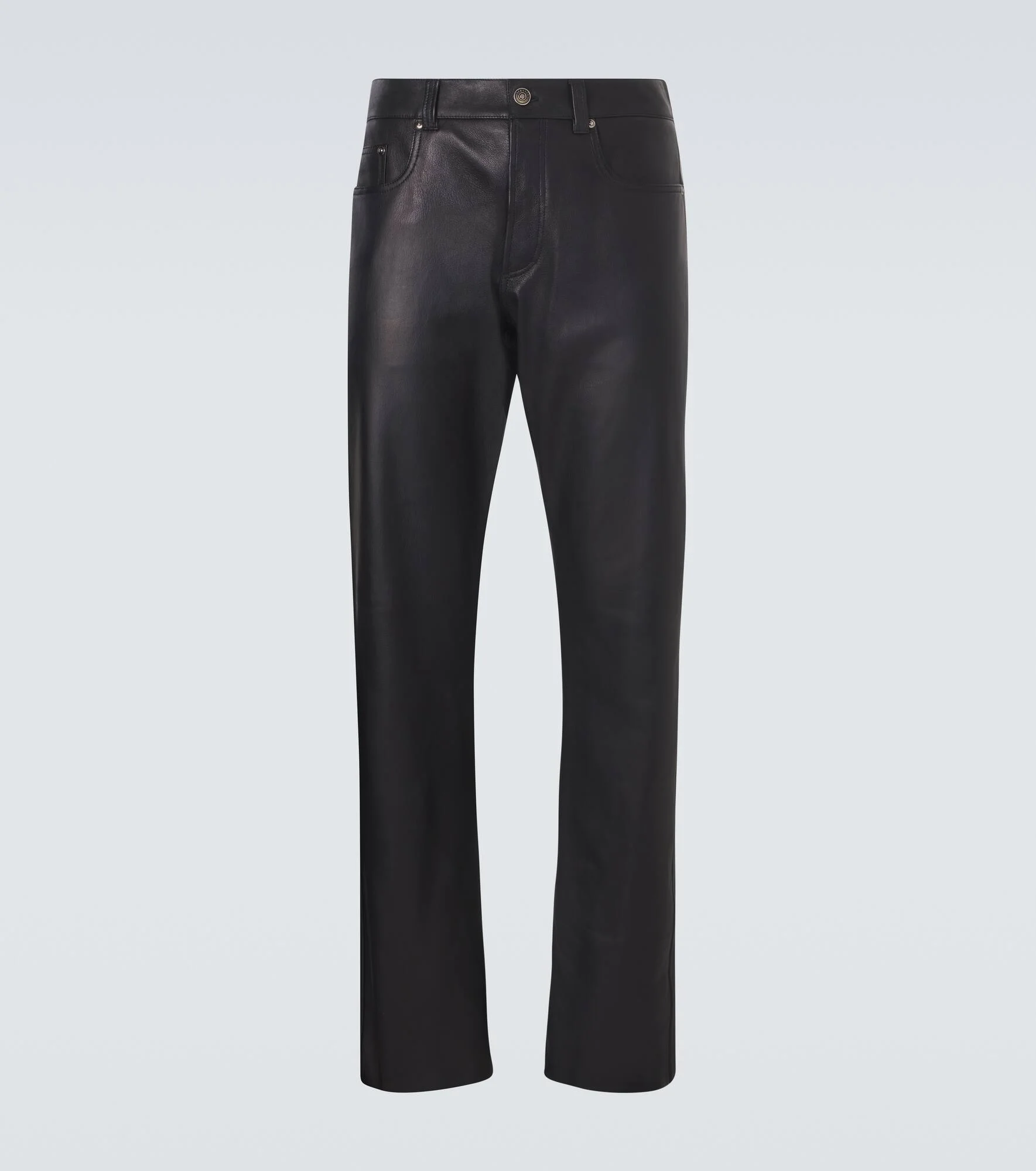Leather straight pants - 1