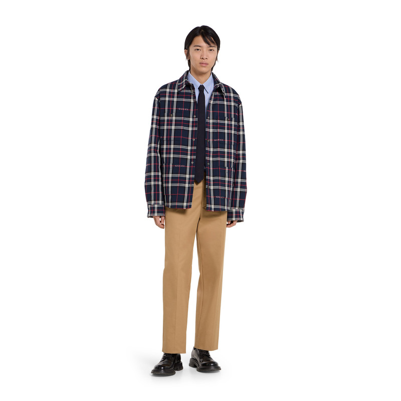 GUCCI Tartan cotton jacquard padded shirt outlook