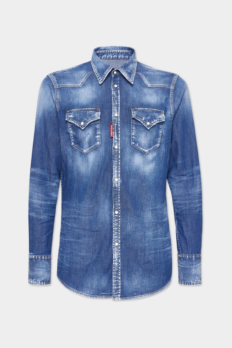 DSQUARED2 MEDIUM WASH CLASSIC WESTERN SHIRT | REVERSIBLE