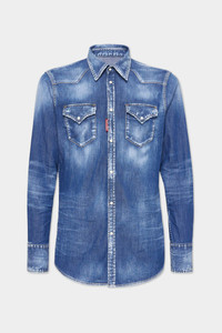 DSQUARED2 MEDIUM WASH CLASSIC WESTERN SHIRT | REVERSIBLE