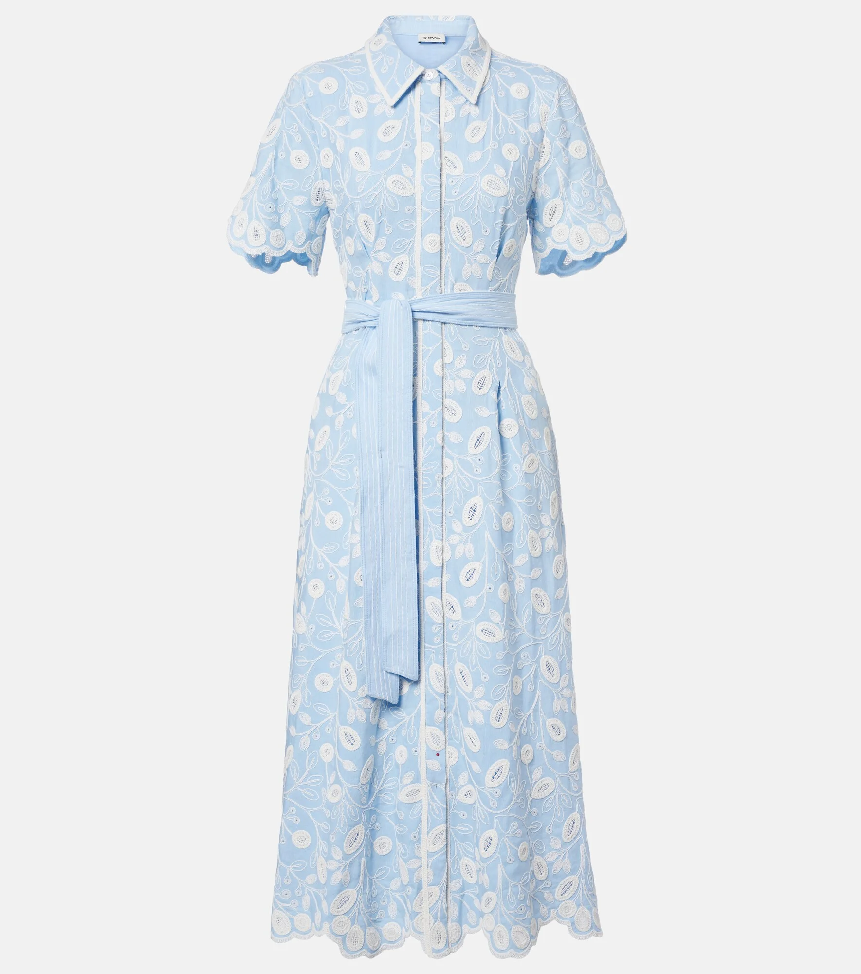 Audria embroidered linen-blend midi dress - 1
