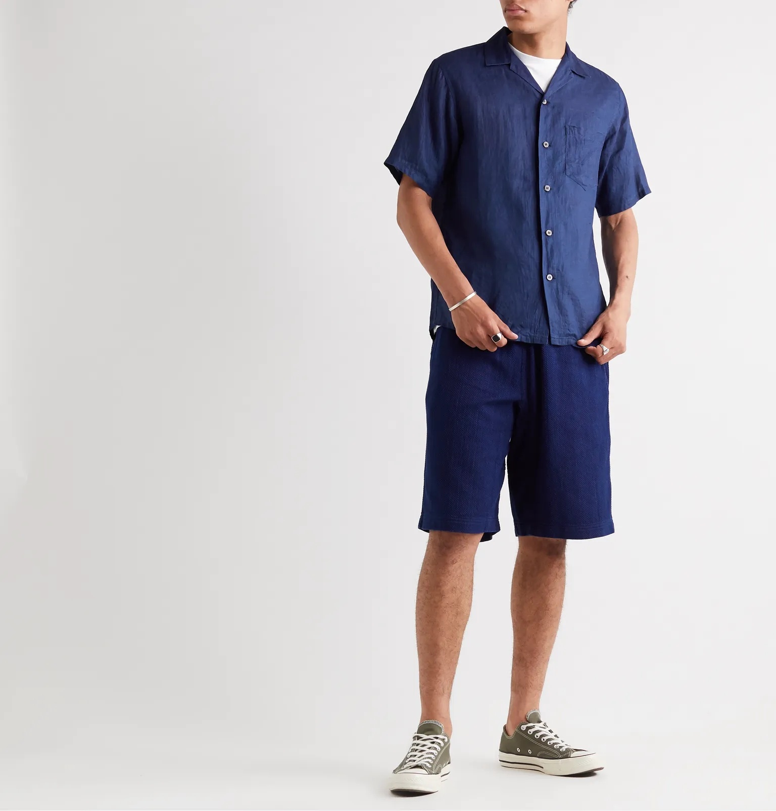 Camp-Collar Indigo-Dyed Linen Shirt - 2