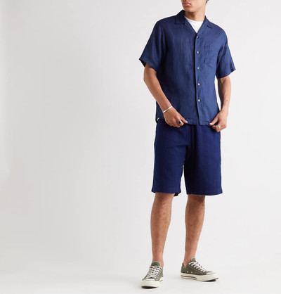 Blue Blue Japan Camp-Collar Indigo-Dyed Linen Shirt outlook